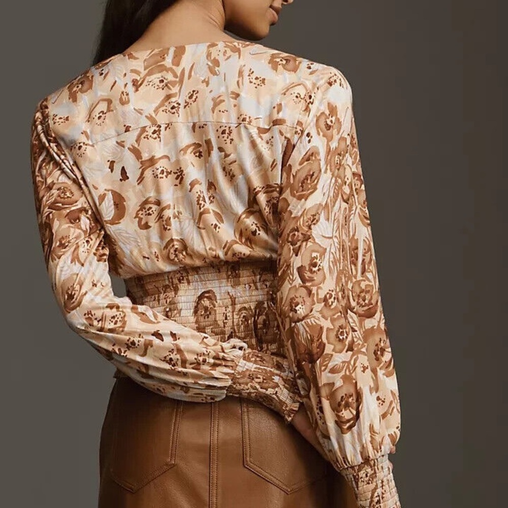 Anthropologie Tiny Valentina Long-Sleeve Printed Surplice Top - Picture 2 of 8